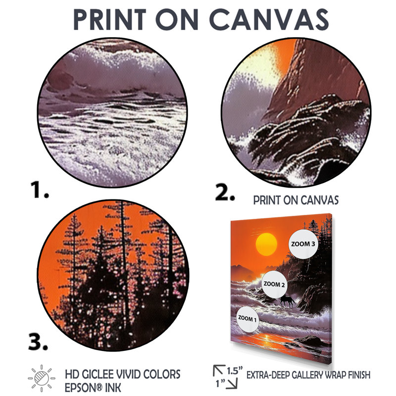 Salon d'art mural Renville - vagues côtières, Toile avec cadre flottant or, H 20 po x l 12 po x P 1 po
