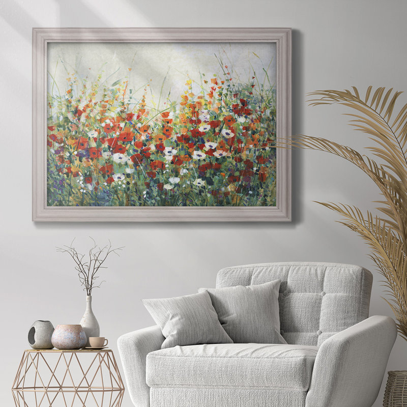 Jardin en fleurs II, H 17 po x l 25 po x P 2 po, Toile encadrée noire