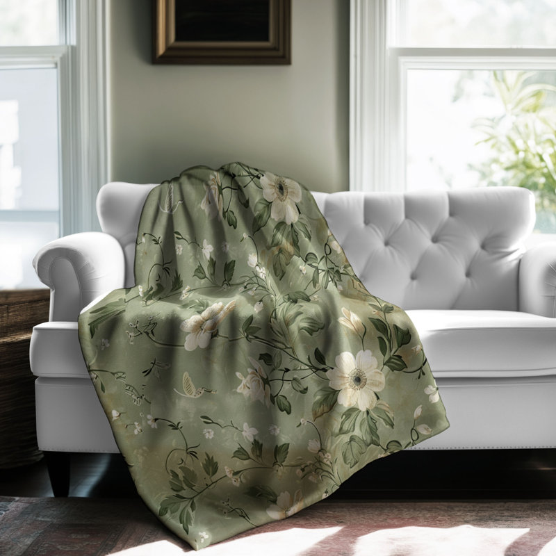 Aged Shabby Sage Patterns - 1 pièce Sherpa Premium, Lit simple