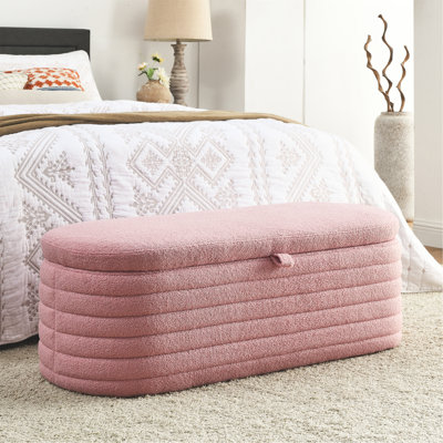 Banc de rangement rembourré en tissu avec repose-pieds de sécurité pour chambre à coucher Welike