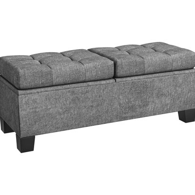 46" Entryway In Gray. Upholstered With Material, Steel Frame. Offers A Practical Seating Solution For Your Button Bench Frame, 46", Gray Bedroom, Living Room,