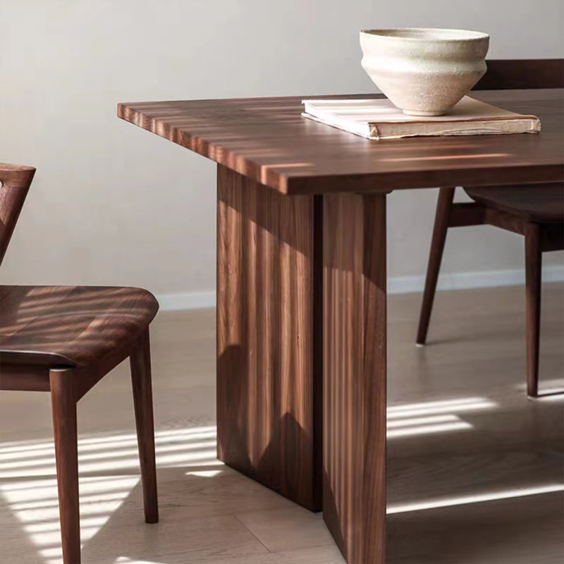Nut-brown Rectangular Solid Wood Dining Table, 29.53"H x 78.74"L x 35.43"W