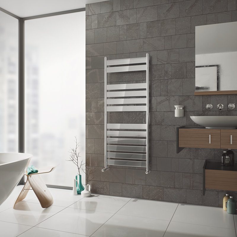 Angelique Flat Panel Towel Rail Heated Towel Rails, 80cm H x 50cm W x 8.1cm D