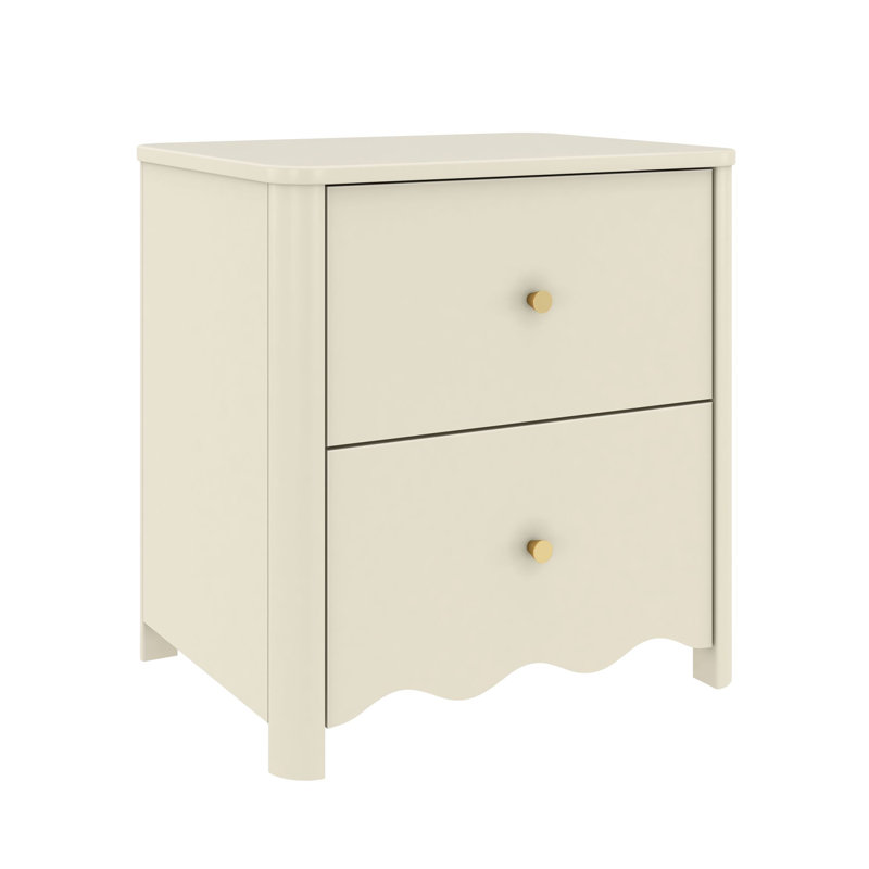 Table de chevet 2 tiroirs Setzer, Linen White