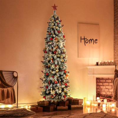 Arbre de Noël artificiel enneigé 7,5 pi avec 350 lumières claires OasisCraft