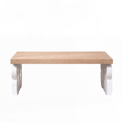 47" Rectangular Wood Scroll Base Coffee Table