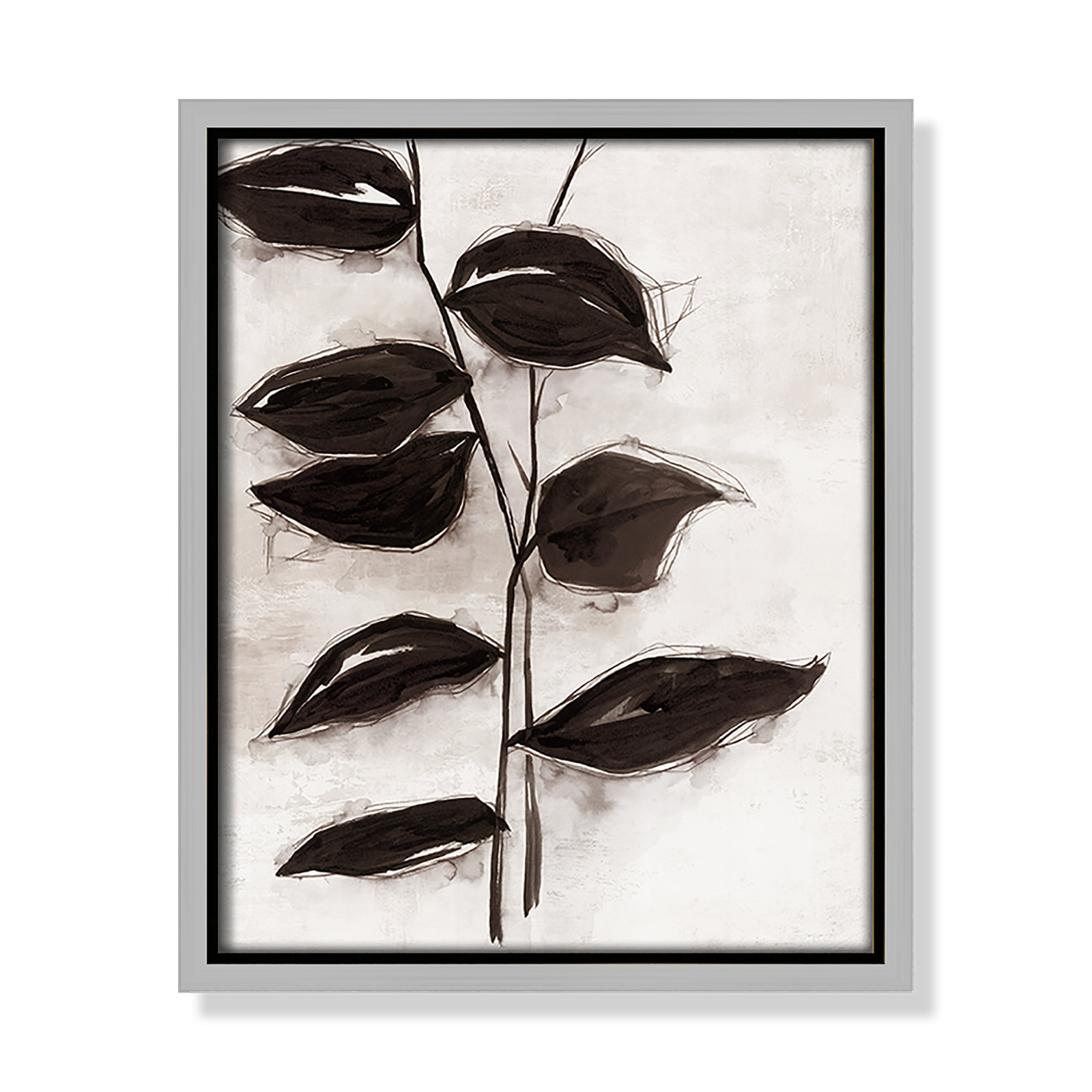 Leaves I by Eva Watts, 11.5" H x 9.5" W x 2" D, Silver Framed