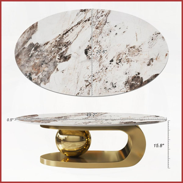 Everly Quinn Fish Belly White Faux Marble Coffee Table with Sculptural ...