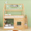 Lit superposé Wood House avec DEL et tablette et garde-corps-1091851091