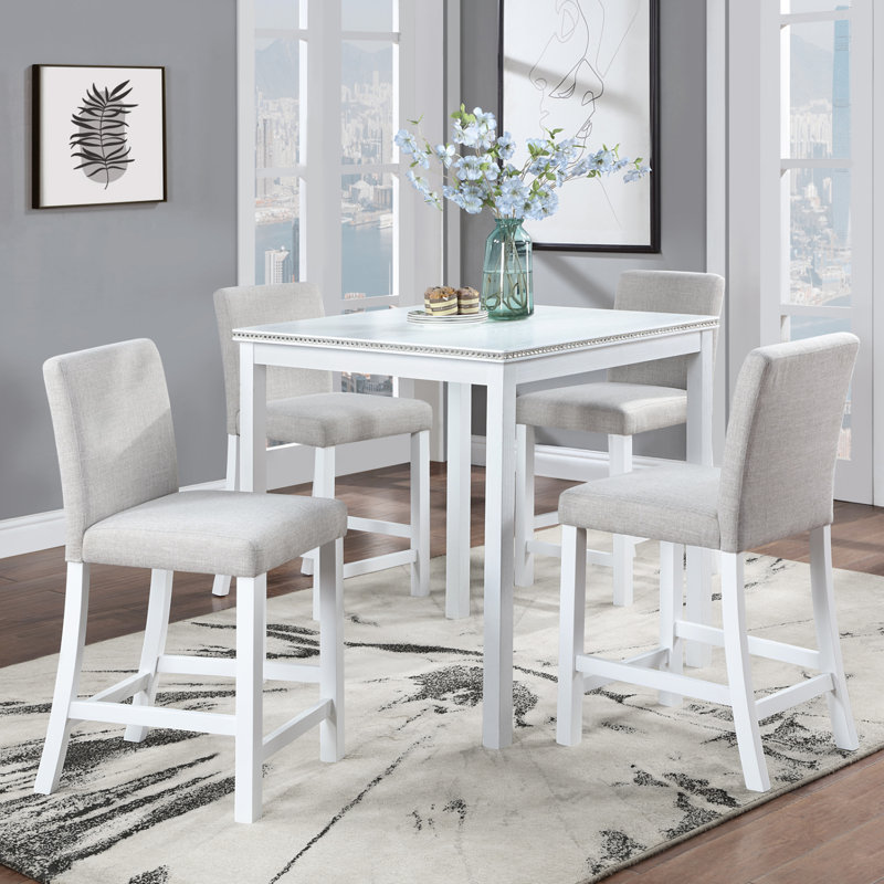 Ensemble de 4 chaises de salle à manger à hauteur de comptoir avec sièges rembourrés rembourrés et dossiers hauts ergonomiques