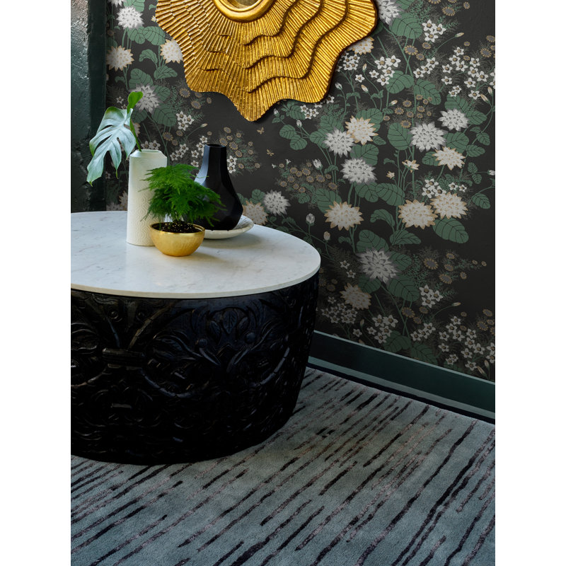 Abstract Area Rug in Charcoal, Rectangle 6'7" x 9'2"