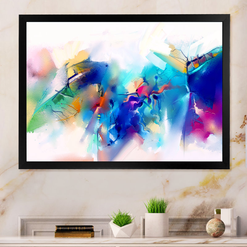 Turquoise Storm Impression Ii - reproduction de cadre flottant sur toile, Cadre noir, H 8 po x l 12 po x P 1 po