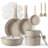 CAROTE 18-Piece Nonstick Cookware Set with Detachable Handle, Taupe