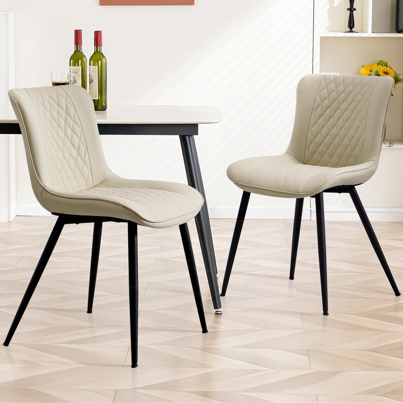 Chaise rembourrée en similicuir, Beige