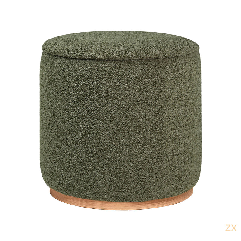 Repose-pieds rond imitation peau de mouton, Vert