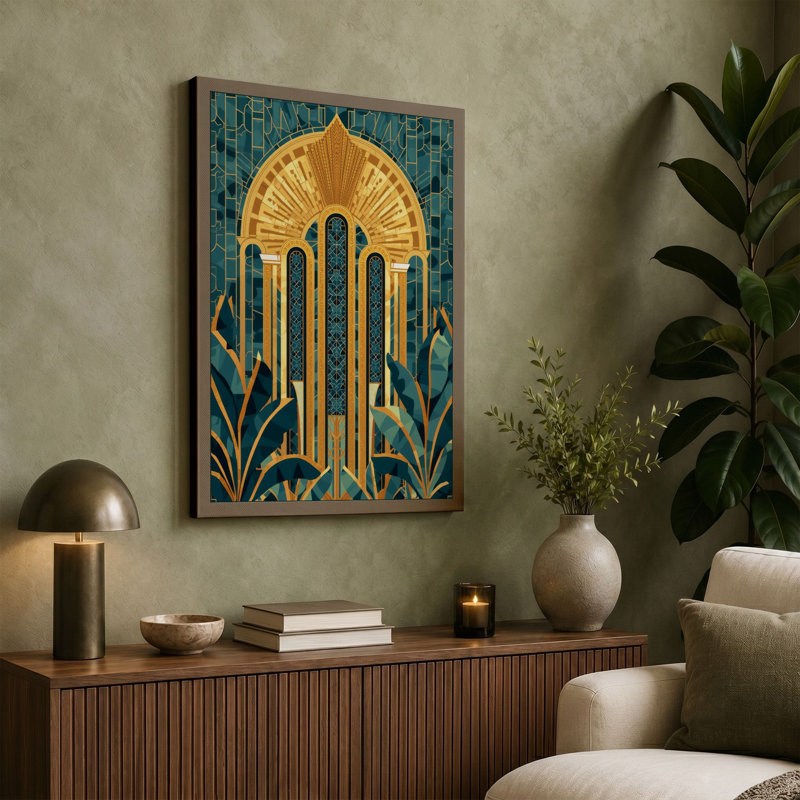 Golden Gateway Art Deco - Wrapped Canvas, 30x20 - 76.2 x 50.8 cm, Cream Border
