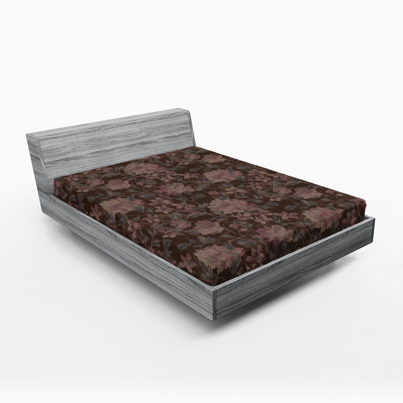 Drap-housse Ambesonne, Vert réséda, rose pâle / floral 1, Drap-housse grand