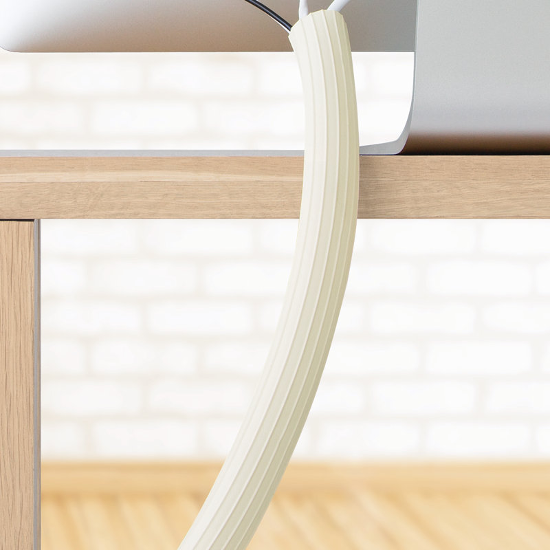 White 12' Expandable Rubber Flexi Cable Wrap