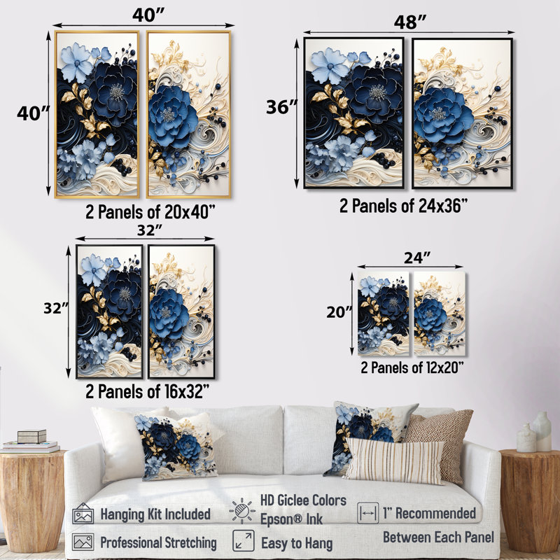 Encre liquide «I», art mural sur toile 2 pièces, H 36 po x l 48 po, Toile tendue, Ne s’applique pas
