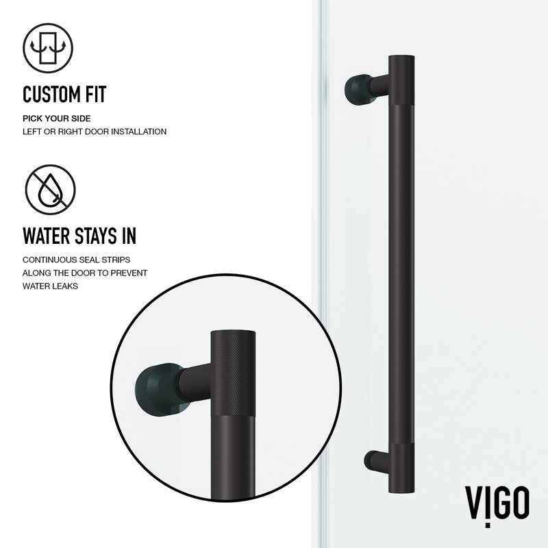 Hamilton 56-60" W x 68" H Sliding Frameless Tub Door with 3/8" Clear Glass, Matte Black