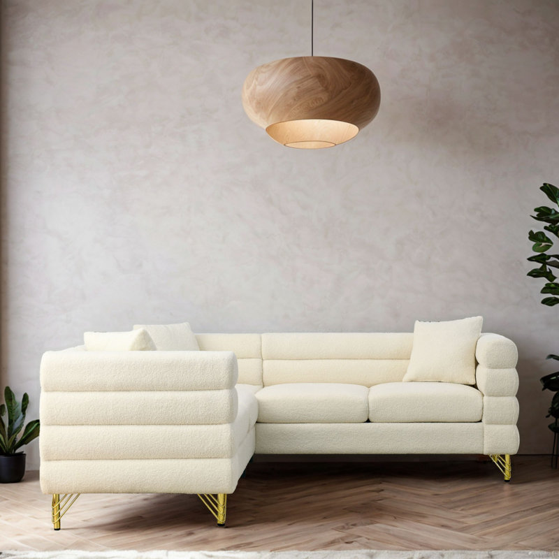 Canapé modulaire rembourré 3 pièces AUFW834S00105, Mélange de polyester blanc