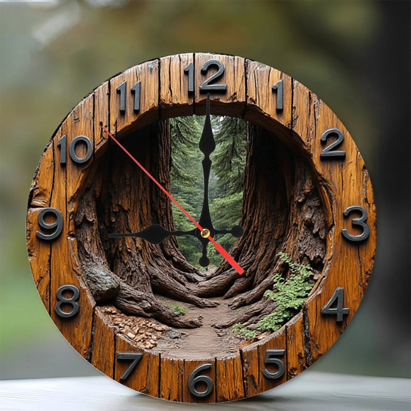 Wooden Tree Roots Wall Clock Redwood Forest