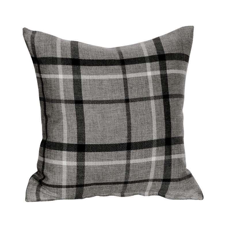 Betria Plaid Square Cushion, Black