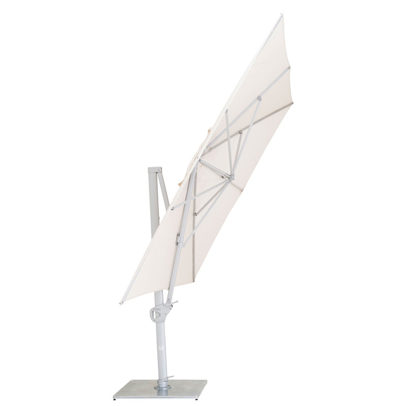 Pavone 10' Square Cantilever Umbrella (Grip Handle), Double Stack Plate - Medium, Natural, Grey