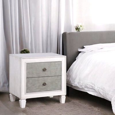 2-Drawers Nightstand Wooden Bedroom Furniture 1Pc