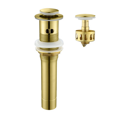 Metal Pop Up Drain Strainer Stopper with Overflow for Bathroom Vessel Sink with Detachable Basket