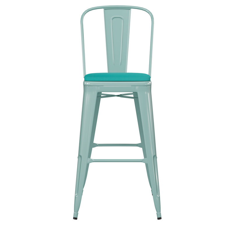 Brinya All-Weather Counter Height Stool with Poly Resin Seat, Green, Bar Stool (30" Seat Height)