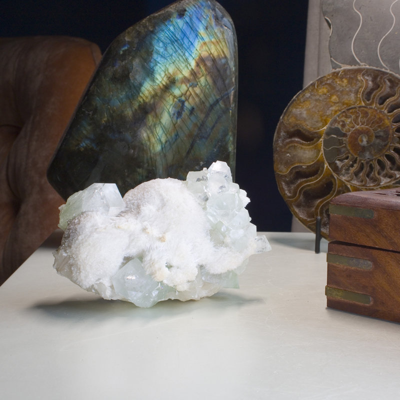 Apophyllite et mordénite vert gemme