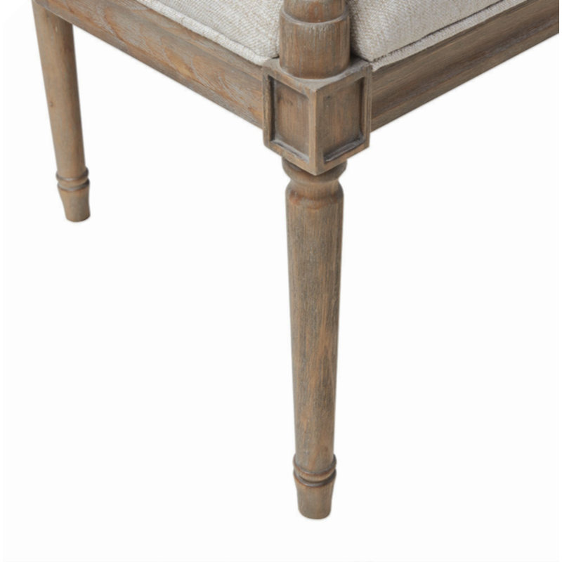 Beige Faux Leather Chesterfield Settee with Rattan Backrest