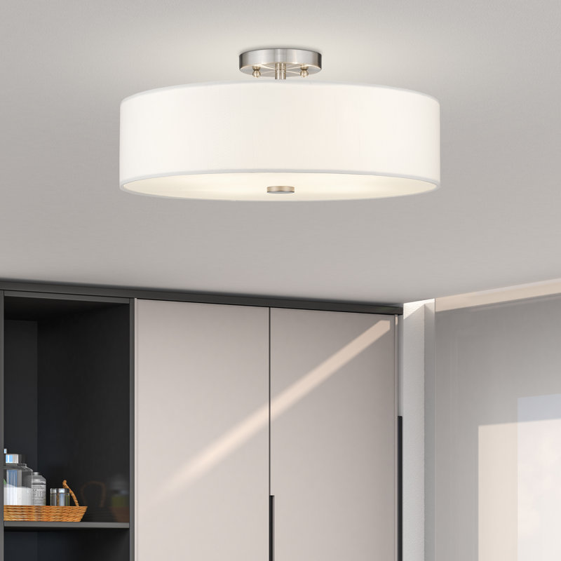 Aniyan Fabric Semi Flush Mount, Brushed Nickel