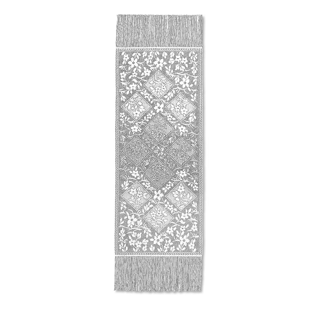Chantilly 14X102 Fringed Runner, White Heritage Lace