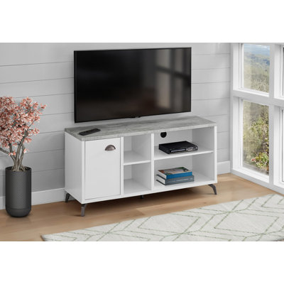 48-Inch Modern TV Stand With Adjustable Shelves, Cable Management, And Industrial-Style Storage For Living Room Or Bedroom