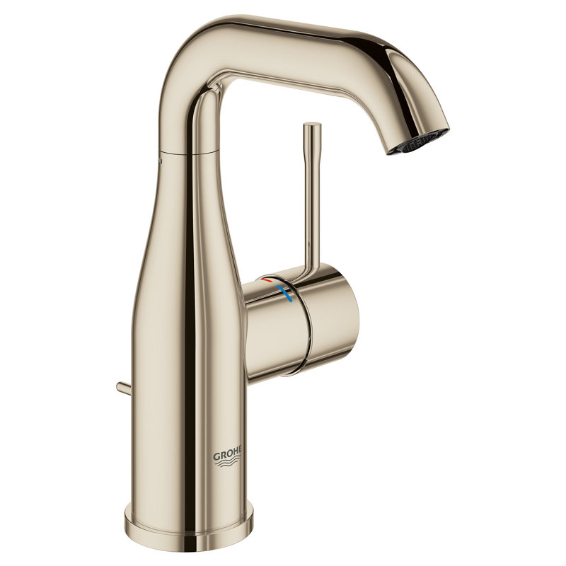 Robinet de salle de bain monotrou avec poignée simple GROHE Essence, Nickel poli