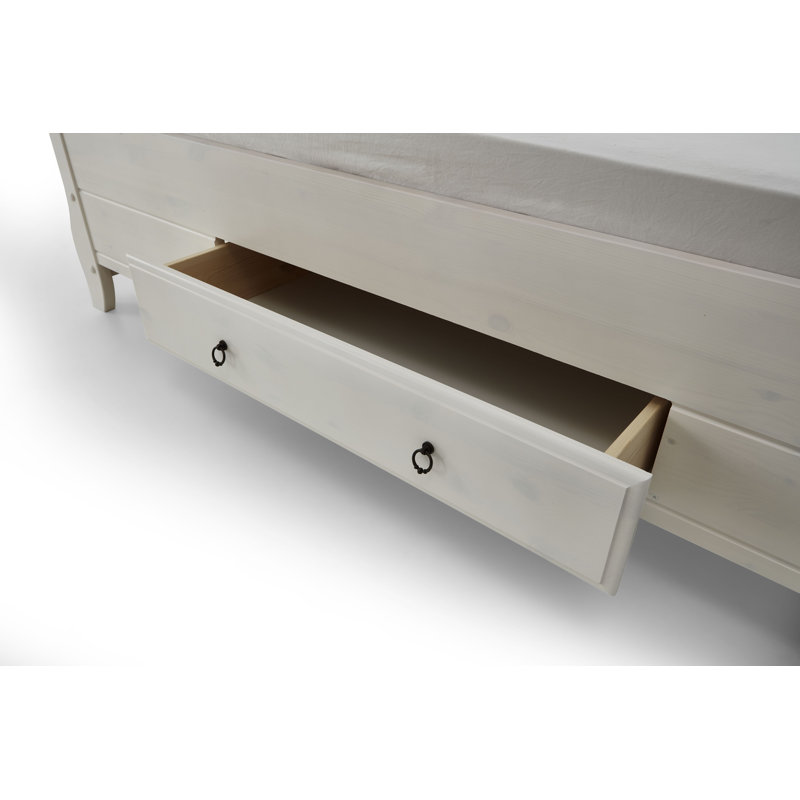 Eva Solid Wood Ottoman Storage Bed, White/Grey, Super King (6')