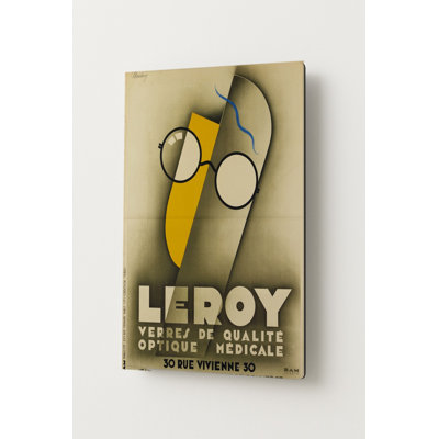 Leroy Verres Optique années 1920 - Art Déco vintage Poster Canvas Wall Art — Portrait Metal Wall Art