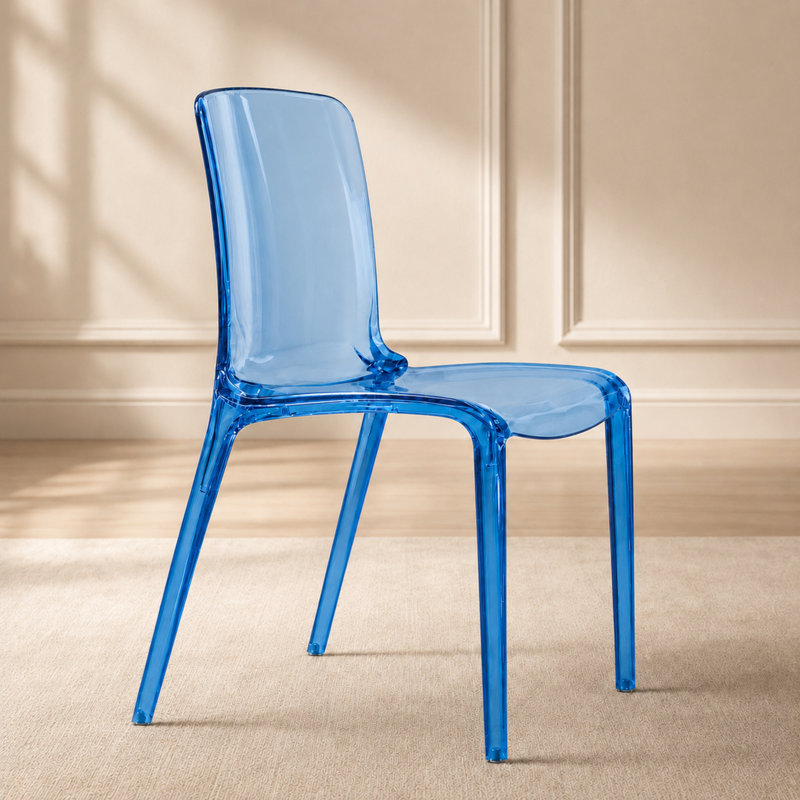 Chaise de salle à manger empilable Lade, Bleu transparent, Individuel
