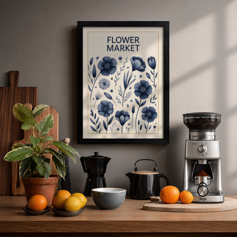 Flower Market Botanical - Print, Black, A3 - 42.0 x 29.7 cm