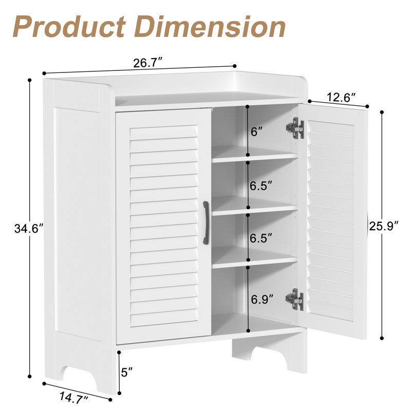 Shoe Cabinet With Breathable Door, Farmhouse Large 4-tier Shoe Storage Cabinet With Adjustable Shelves, Shoes Rack Organizer Cabinet For Entryway, Foyer, Closet