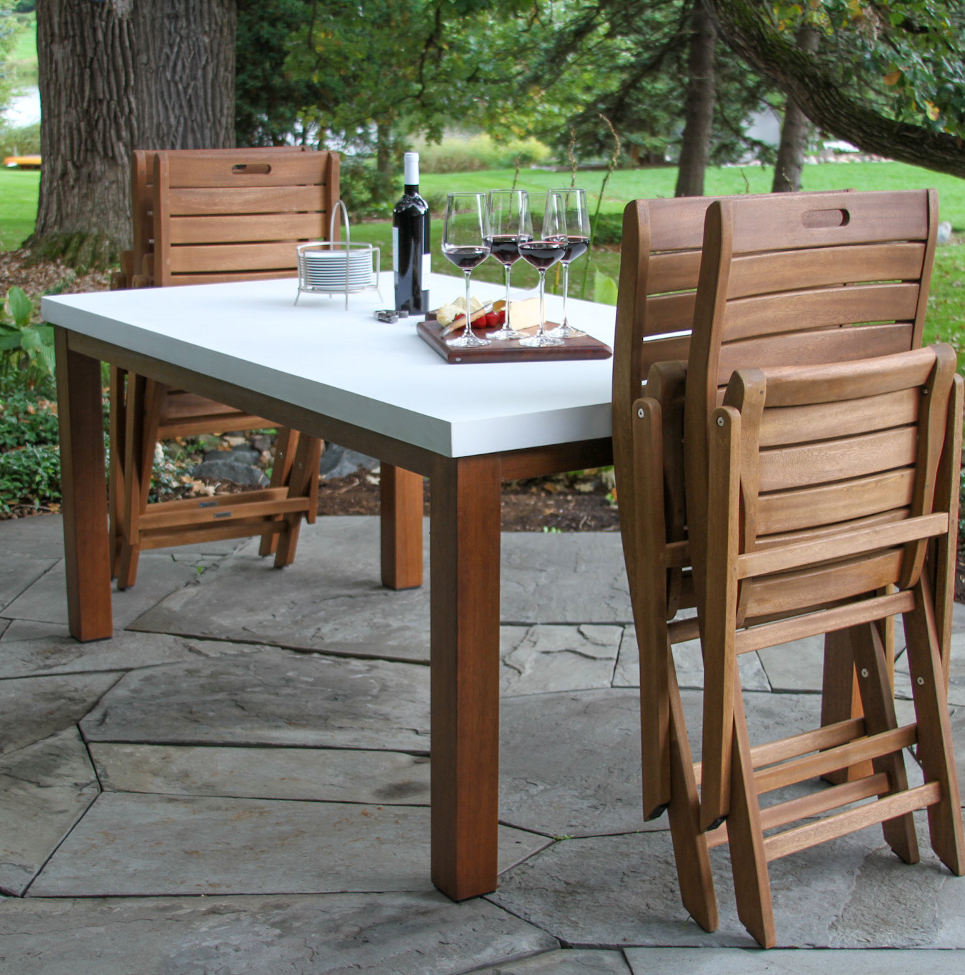 Kinsler 68" Eucalyptus Patio Dining Set