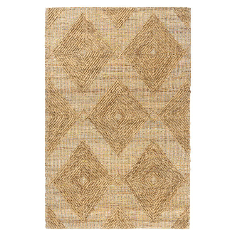 Geometric Handmade Flatweave Jute/Wool Blend Indoor Area Rug, Rectangle 5' x 7'9"