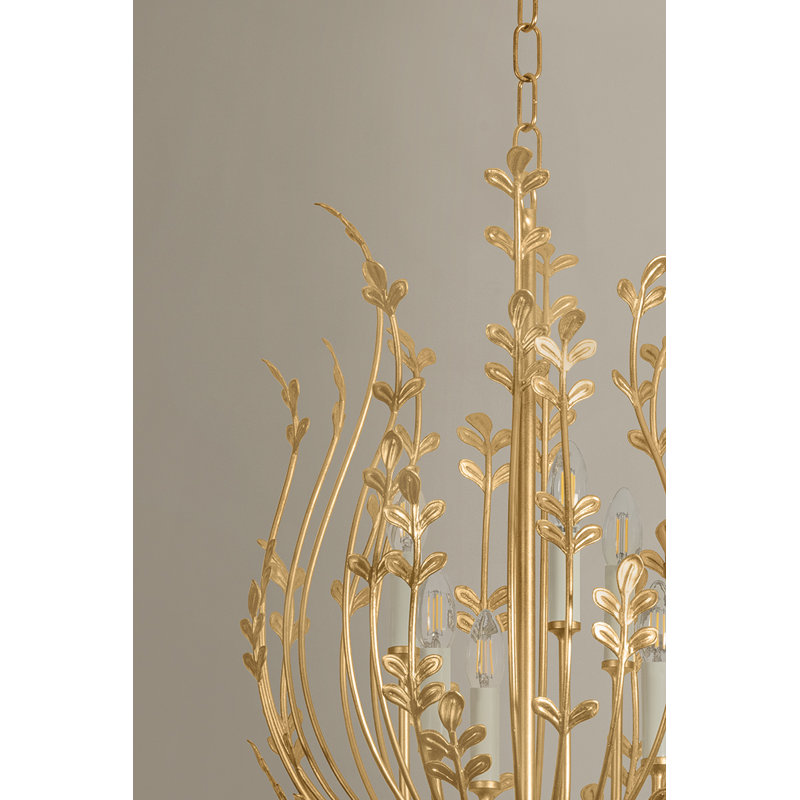 Troy Lighting Delmore 14.5 inch wide 3 Light Chandelier in Vintage Gold Leaf, 19.75" H x 14.5" W x 14.5" D, 6 Lights