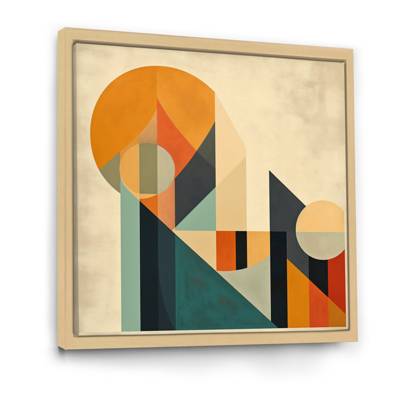 Full Moon Symphony Midcentury Abstract - Art mural moderne sur toile Midcentury, 30" H x 30" W, Cadre naturel flottant