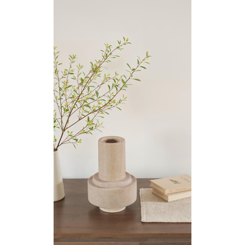 Vase en pierre, crème, petit, H 7 po x l 5 po x P 5 po