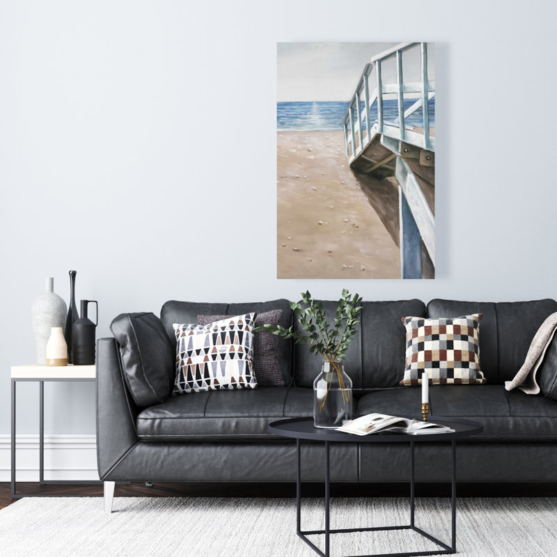 Soft Seaside Landscape - Blue Canvas for Bathroom Decor