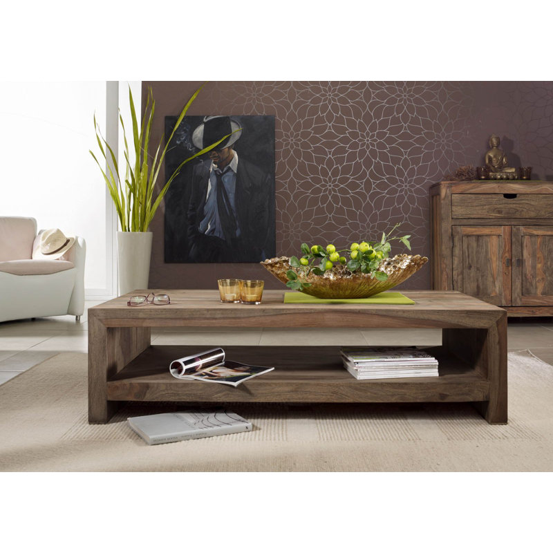 Solid Wood Four Leg Coffee Table, Dark Brown