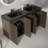 60" Double Bathroom Vanity with Matt Black Solid Surface Top, Smoked Oak Brown -1162023088-1162023051